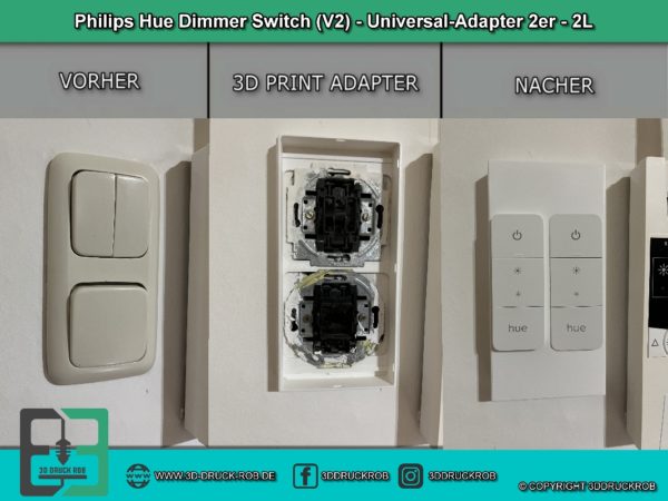 Philips Hue Dimmer Switch Dimmschalter V2 - Lichtschalter Adapter 2er-S2
