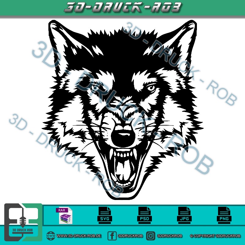 Wolf SVG/JPG/PNG/PSD - 3D Druck Rob